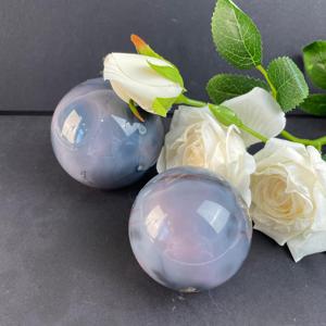 Wholesale Polished Natural <b>Crystal</b> Healing Stone Grey Agate Sphere <b>Ball</b> Mascot Gift for Home Decor - Product Image 2