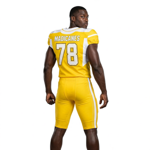 Ensemble de maillots de football américain Madicanes, sublimé, col en V, sans manches, anti-transpiration, uniformes pour hommes, jaune et blanc, 78 - Product Image 4