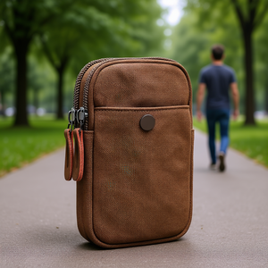 Oem Odm Classic Canvas Waist Pack 11.5x18.5x4 Cm Zipper Closure <b>Waterproof</b> Unisex <b>Outdoor</b> Travel Daily Use - Product Image 2