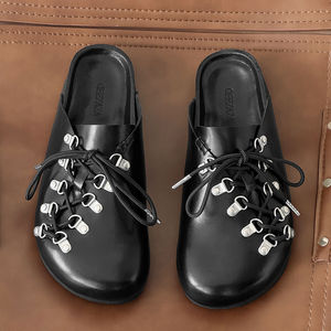 Men's Women Summer Outdoor Waterproof Flat Mules <b>Sandals</b> Rubber Sole PU Upper Lightweight Slip-On Retro Breathable Beach Walking - Product Image 1