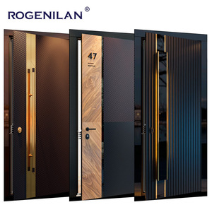 Pintu Pivot Aluminium Desain Modern ROGENILAN, Pintu Masuk Utama Eksterior, Pintu Masuk Aluminium Alloy - Product Image 1