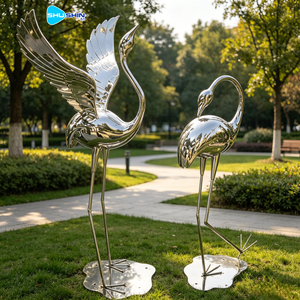 Outdoor Garden Park Lake Side Mirror Polished Stainless Steel Stork Statue 3D Digital Printing <strong>for</strong> <strong>Sale</strong> - Product Image 1