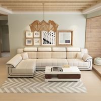 Conjunto de Sofá Moderno de Tela con Chaise Longue en Forma de L, Simple, Grande y Pequeño, Lavable, Relleno de Esponja, para Villa, Escuela, Taller