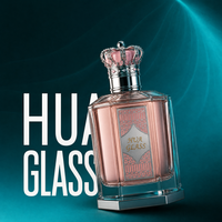 Flacon de parfum vide de haute qualité, transparent et brillant, 30 ml, 50 ml, 100 ml, avec bouchon élégant en forme de couronne personnalisé et coffret cadeau.