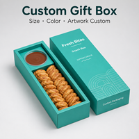 Boîtes cadeaux rigides personnalisées avec couvercle, boîtes d'emballage pour biscuits avec compartiment et emplacement pour récipient à sauce, logo personnalisé pour les produits de boulangerie
