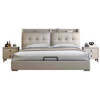 Lit rembourré de luxe avec tiroirs de rangement, design minimaliste moderne, tête de lit haute densité pour ensemble de meubles de chambre à coucher
