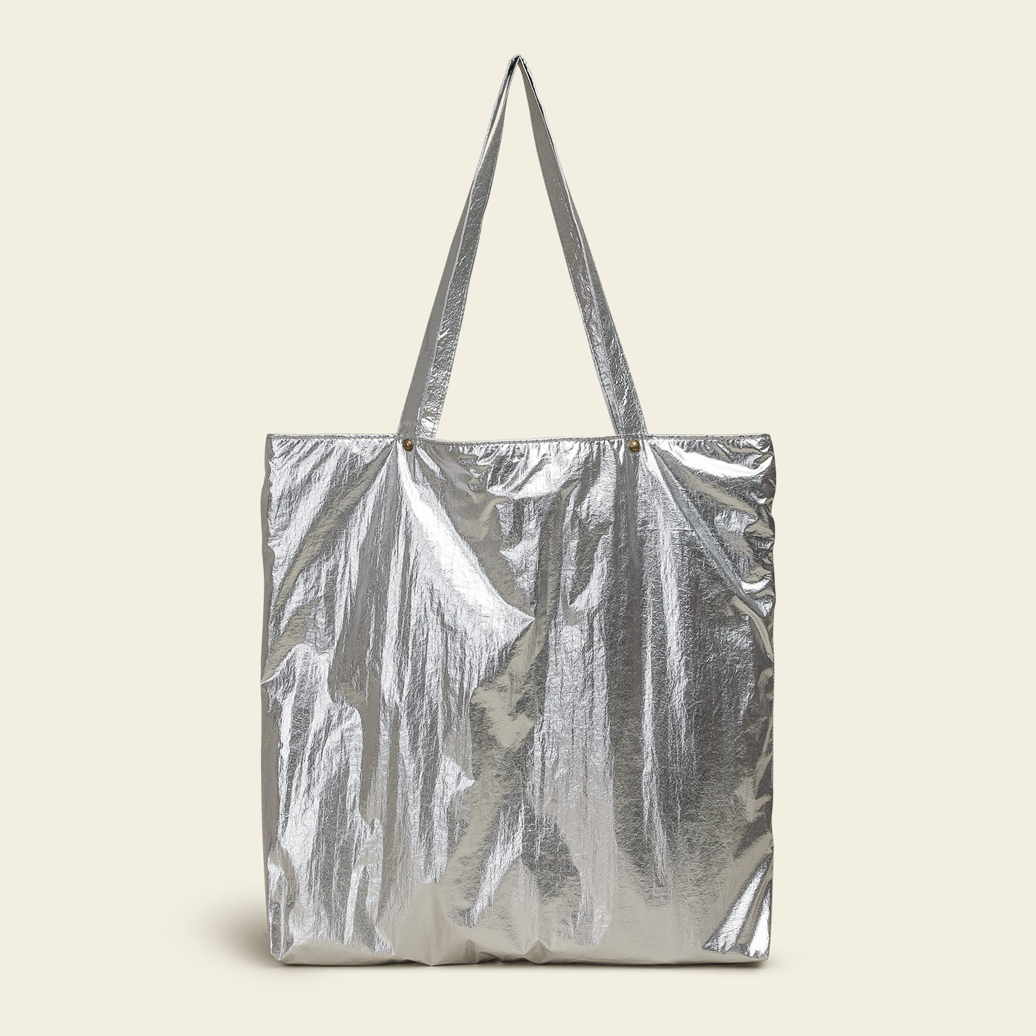 Japanese Custom Blank Eco Reusable Large Ripstop In Recycled Silver Metallic Nylon Folding Grocery Foldable Tote Bags Women