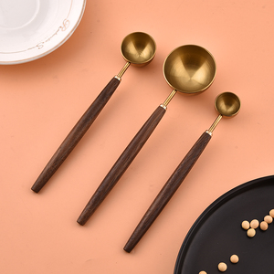 Cuillère à <span class=keywords><strong>café</strong></span> en laiton avec long manche en bois, cuillère doseuse pour <span class=keywords><strong>café</strong></span> <span class=keywords><strong>moulu</strong></span>, thé en vrac et grains - Product Image 2