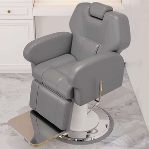 Sillón de Peluquería Reclinable con Respaldo Ajustable, Bomba Hidráulica, Reposacabezas Ajustable, Color Gris Moderno - Product Image 6