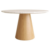 Table à manger ronde en marbre naturel, style italien, luxe léger, minimaliste, pour villa et hôtel, meubles de salle à manger, pieds en bois
