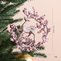 Ornements de Noël de luxe en or rose avec paillettes, décorations suspendues pour l'arbre, rennes, flocons de neige, étoiles, papillons, ballerines