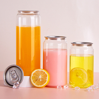 Canette en plastique transparente jetable de 210 ml, canette en plastique pour boissons gazeuses de 330 ml avec couvercle