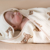 Couverture d'emmaillotage essentielle pour nouveau-né, respirante, nouveau design, absorbante, pour bébés et tout-petits, en coton crêpe 6 couches, avec capuche