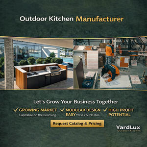 Module de cuisine extérieur avec planche à découper intégrée, barbecue et fumoir à commande par bouton avec stabilisateur de flamme pour préparation sur terrasse en aluminium - Product Image 2