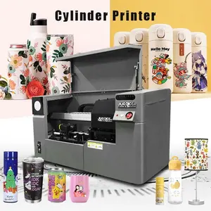 Automatic ink jet cylinder printer bottle uv printing wine glassware cosmetics travel tumblers printer with glossy