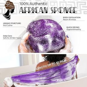 Lot de 3 éponges de bain africaines en loofah, longues éponges exfoliantes pour la douche, pour une peau lisse, design simple, coffret cadeau - Product Image 2