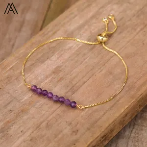 Gelang Halus Batu Permata Klasik Tipis, Rantai Tangan Dapat Disesuaikan, Gelang Chakra Energi Kristal Penyembuhan, Hadiah Persahabatan