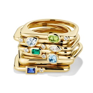 Anelli Impilabili a Puzzle in Oro 14k, Gioielli di Design alla Moda, Anelli con Pietra Portafortuna, Anelli in <span class=keywords><strong>Argento</strong></span> Sterling <span class=keywords><strong>925</strong></span>, Gioielli da Donna - Product Image 1