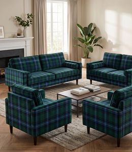Classic Greenish Blue Plaid Printed Upholstery Fabric By The Yard Decorative Check Pattern Upholstery Textile For <b>Sofa</b> <b>Bench</b> - Product Image 4