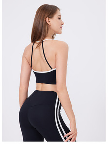 Wholesale Women Thin Halter T Strap Back Yoga Bra Stretch Padded Sports <b>Crop</b> <b>Top</b> Medium <b>Support</b> Gym Fitness Pilates Activewear - Product Image 2