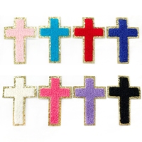 Patchs brodés personnalisés en chenille avec bordure dorée et paillettes, autocollants, pour sacs et coques de téléphone, DIY