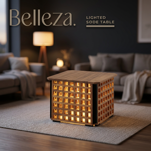 Modern Luxury Eco-Friendly Wooden Lighted <b>Side</b> <b>Table</b> Bathroom <b>Storage</b> Basket Shelf Organizer with Warm Glow - Product Image 3