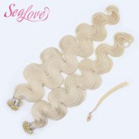 Extensions de cheveux humains Remy ondulés à double tirage, couleur claire, avec pointes en U et en K, pour cheveux bouclés ondulés et ondulations naturelles