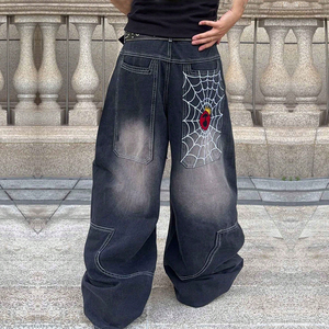 <span class=keywords><strong>Jeans</strong></span> <span class=keywords><strong>Larghi</strong></span> Personalizzati OEM da Uomo, <span class=keywords><strong>Neri</strong></span> con Ricami, Pantaloni in Denim <span class=keywords><strong>Larghi</strong></span> Ricamati, <span class=keywords><strong>Jeans</strong></span> Baggy all'Ingrosso per Stile Gotico e Streetwear - Product Image 1