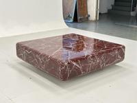 Table basse en marbre Rosso Levanto de luxe, table centrale carrée moderne à profil bas pour salon