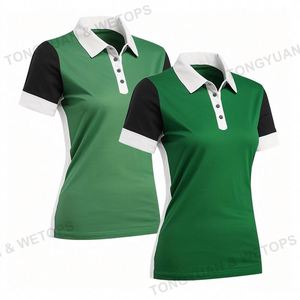 Camiseta de Golf para mujer, ropa personalizada, Polos de combinación de colores, en blanco, dos tonos, 3 botones - Product Image 5