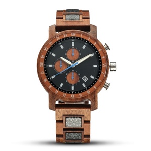 Elegante Reloj de Madera Antiguo con Movimiento de Cronógrafo, Calendario, Manecillas Luminosas, Correa de Cristal, Esfera de 45 mm, Cuarzo <span class=keywords><strong>Seiko</strong></span> - Product Image 5