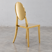 Chaise de banquet de mariage en acier inoxydable doré, entièrement métallique, dossier rond, vente en gros