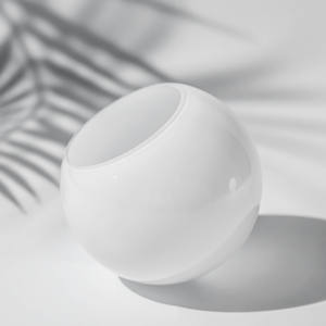 Abat-jour mural sphérique moderne en verre soufflé blanc, étanche, pour éclairage extérieur de jardin et cour chinoise - Product Image 5