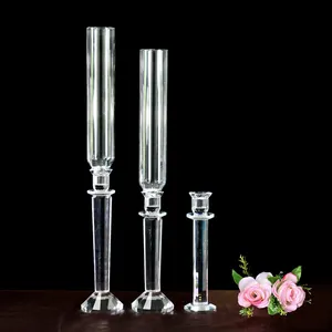 Pillar Crystal Candle Holder <strong>Candlesticks</strong> with <strong>Glass</strong> Tube MH-Z0165 - Product Image 1