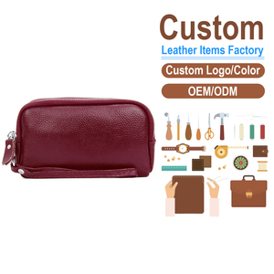 Genuine Leather Women's Triple Zip <b>Wristlet</b>, Top Grain Cowhide Large Capacity Wallet, OEM/ODM Custom Factory, Long Purse - Product Image 1
