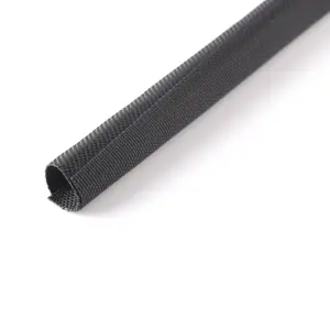 19mm black braided self closing polyester sleeve for wire management