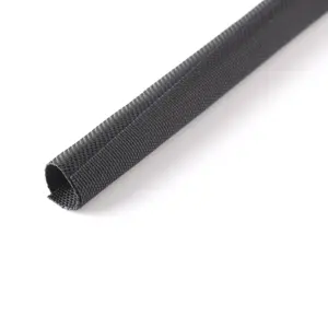 Manguito trenzado negro de 19mm de poliéster con cierre automático para gestión de cables