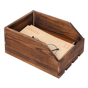 Rustique Marron Organisateur De Table Panier Porte-Lettre En <span class=keywords><strong>Bois</strong></span> Dossier Conteneur - Product Image 2