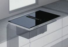 Plaque de cuisson à Induction NEG en verre cristal poli noir 4 zones de cuisson avec extracteur à tirage vers le bas - Product Image 3