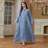 Abaya à motif feuille Hafizah, broderie de sequins, robe musulmane de Dubaï, vente en gros, Kaftan Ramadan Aïd 2026, commande en gros, fournisseur d'usine