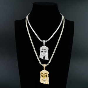 Ciondolo da <span class=keywords><strong>uomo</strong></span> in <span class=keywords><strong>argento</strong></span> sterling 925 con diamanti Moissanite Iced Out a forma di Gesù per catena Tennis, stile Hip Hop, gioielleria raffinata - Product Image 1