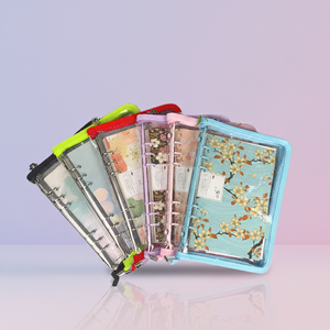 <span class=keywords><strong>Protège</strong></span>-cahier économique <span class=keywords><strong>A5</strong></span> avec pochette zippée en PVC transparent pour organiseur de documents à 6 anneaux - Product Image 1