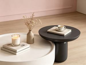 Modern Nesting Coffee <b>Table</b> <b>Resin</b> <b>Top</b> Minimalist Design Living Room Furniture White and Black Set - Product Image 4
