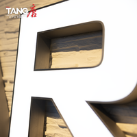 Lettres en aluminium 3D pour enseignes, résistantes aux traces de doigts, brossées, éclairées par LED, pour la marque et la publicité commerciales