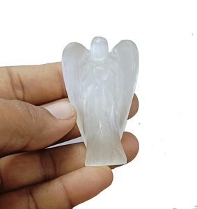 2-Inch Selenite and Agate Healing <b>Angels</b> Figurines Feng Shui Style Carved for Energy Balance Meditation and Spiritual Decor - Product Image 4
