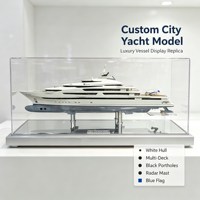 Maquette de yacht de luxe personnalisée avec coque multi-étages blanche et support d'exposition
