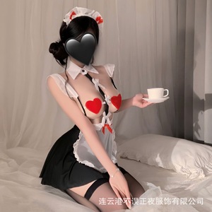 Sexy maid uniform lingerie set for late-night <b>fun</b> and irresistible couple pajamas (QQNY set) - Product Image 2