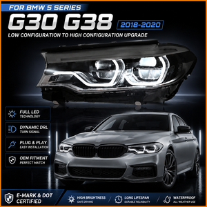 Pour BMW Série 5 G30 G38 2018-2020, mise à niveau des phares LED style LCI, double lentille <span class=keywords><strong>de</strong></span> projecteur Bi-LED, feux <span class=keywords><strong>de</strong></span> jour DRL, clignotants séquentiels - Product Image 2