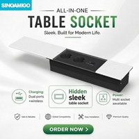 SINOAMIGO Prise de courant encastrée pour bureau avec couvercle coulissant / Prise USB universelle encastrée EU