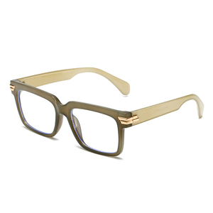 Vente en gros de montures de lunettes en plastique filtre anti-lumière bleue petit rectangle transparent fauve logo doré pour femmes dames - Product Image 5